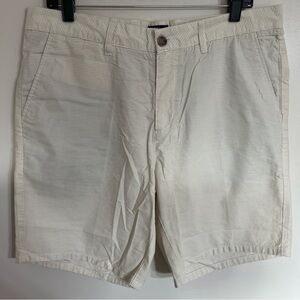 Men’s Johnnie-O Geordy Shorts Cream & Beige Striped 100% Cotton Size 34
